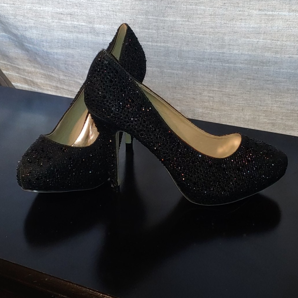 Women Black Sparkle Heels